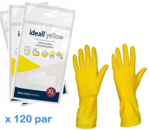 Rękawice Gospodarcze Lateksowe / Żółte / Ideall Yellow - 120 par (XL 9-10)