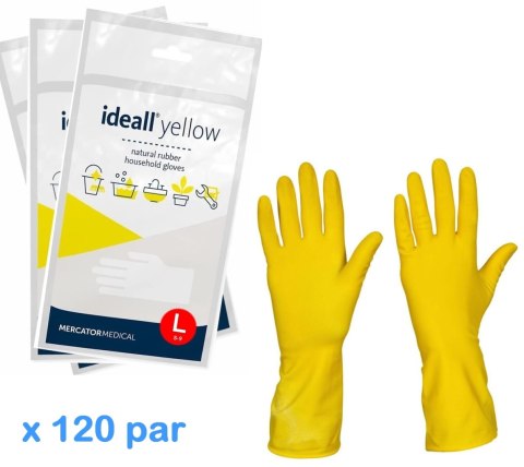 Rękawice Gospodarcze Lateksowe / Żółte / Ideall Yellow - 120 par (XL 9-10)