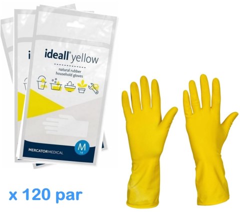 Rękawice Gospodarcze Lateksowe / Żółte / Ideall Yellow - 120 par (XL 9-10)