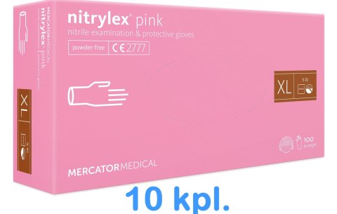 Rękawice Nitrylowe 100 sztuk / Różowe / Nitrylex Pink - 10 szt. (L 8-9)