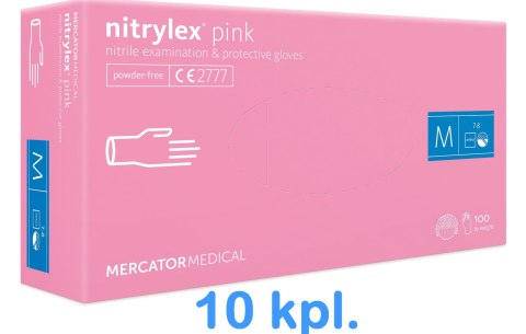 Rękawice Nitrylowe 100 sztuk / Różowe / Nitrylex Pink - 10 szt. (XL 9-10)