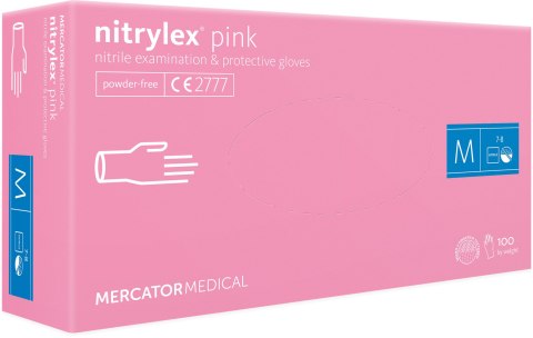 Rękawice Nitrylowe 100 sztuk / Różowe / Nitrylex Pink (L 8-9)