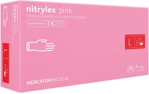 Rękawice Nitrylowe 100 sztuk / Różowe / Nitrylex Pink (XL 9-10)