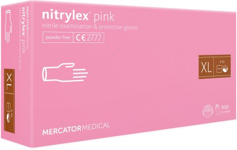 Rękawice Nitrylowe 100 sztuk / Różowe / Nitrylex Pink (M 7-8)