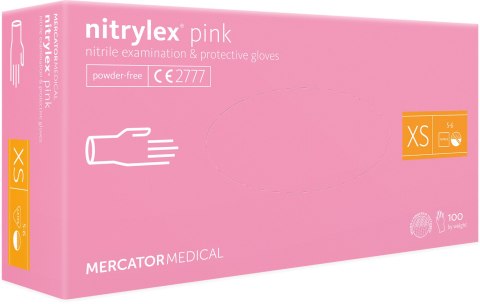 Rękawice Nitrylowe 100 sztuk / Różowe / Nitrylex Pink (M 7-8)