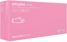 Rękawice Nitrylowe 100 sztuk / Różowe / Nitrylex Pink (S 6-7)