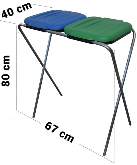 Stojak do segregacji odpadów (2-stanowiskowy) niebieski, zielony