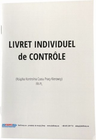 Książka czasu pracy kierowcy FRANCJA - LIVRET INDIVIDUEL DE CONTROLE - 10 szt.