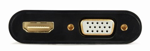 GEMBIRD ADAPTER HDMI MĘSKI DO HDMI ŻEŃSKI + VGA ŻEŃSKI Z AUDIO + PORT ZASILANIA