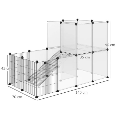 Kojec Piętrowy Dla Małych Zwierząt 140 cm x 70 cm x 90 cm PAKO D51-259