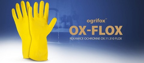 Rękawice ochronne gumowe flokowane / Żółte / OX-FLOX - 10 Par (7 - S)