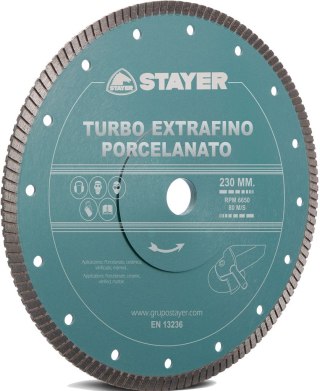 TARCZA DIAMENTOWA 230x22,2mm CIĄGŁA TURBO EXTRAFINO PORCELANTE STAYER