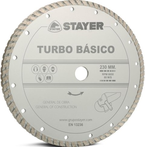 TARCZA DIAMENTOWA 230x22,2mm CIĄGŁA TURBO BASICO STAYER