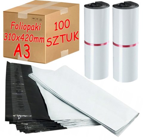 Foliopaki Kurierskie Białe A3 310x420mm - 100 szt.