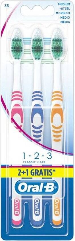 Oral-B Classic Care 1 2 3 Medium Szczoteczka do Zębów 3 szt.