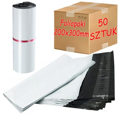 Foliopaki Kurierskie Białe 200x300mm - 50 szt.