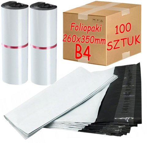 Foliopaki Kurierskie Białe B4 260x350mm - 100 szt.