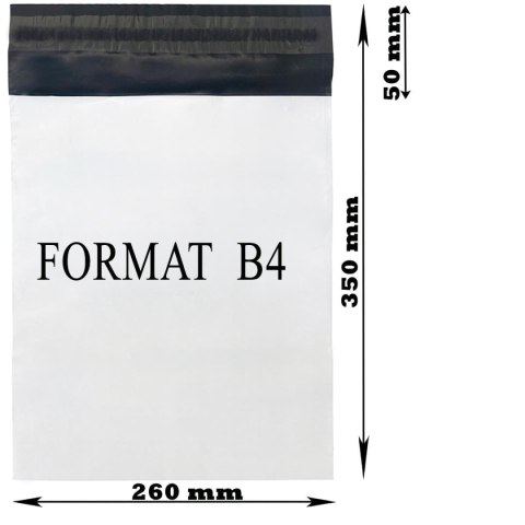 Foliopaki Kurierskie Białe B4 260x350mm - 50 szt.