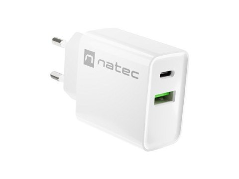 NATEC ŁADOWARKA SIECIOWA RIBERA USB-A + USB-C 20W POWER DELIVERY BIAŁA NUC-2061