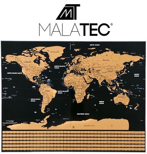 Mapa świata - zdrapka z flagami + akcesoria 23442