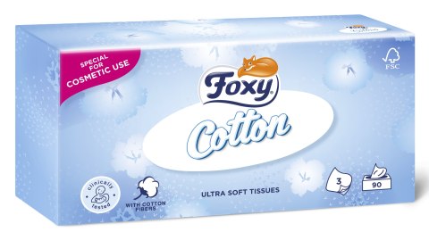 Chusteczki Higieniczne FOXY COTTON Box 90 szt. - 12 op.