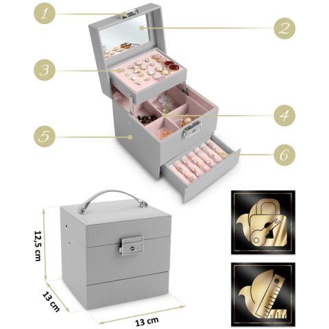 Szkatułka na biżuterię MS-703 Massido - szara