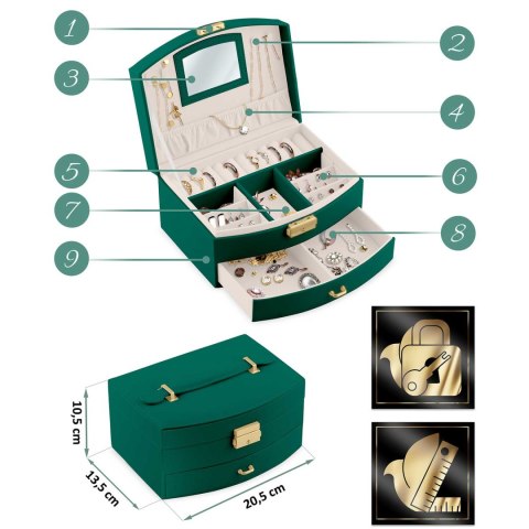 Szkatułka na biżuterię Massido MS-708 - zielona