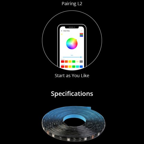 Taśma LED inteligentna wodoodporna taśma RGB pilot zasilacz WiFi 2m