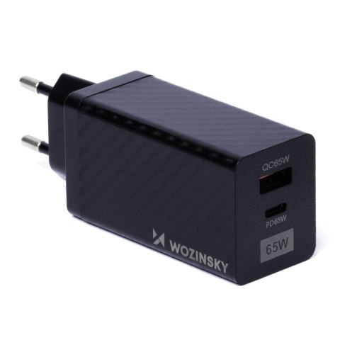 Ładowarka GaN 65W z portami USB USB-C QC 3.0 PD czarna