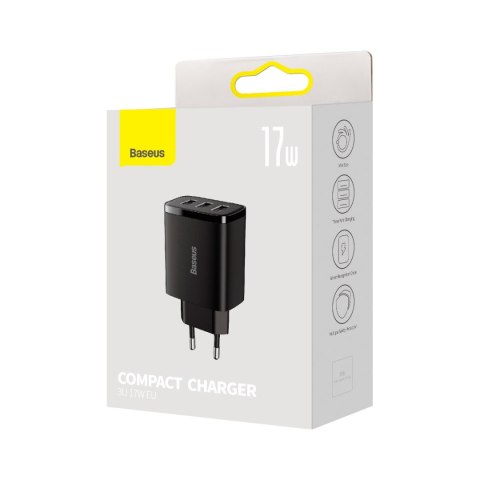 Ładowarka sieciowa Compact 3x USB 17W czarny