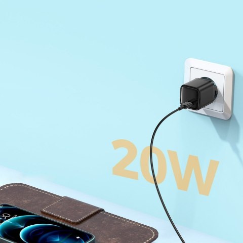 Szybka ładowarka sieciowa USB-C 20W Power Delivery Quick Charge 3.0 AFC czarna