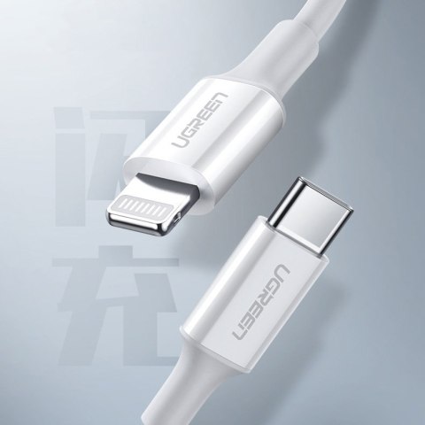 Kabel przewód do iPhone MFi USB-C - Lightning 20W 3A 0.5m biały