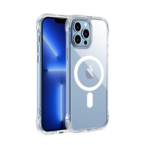 Magnetyczne etui do iPhone 13 Pro pancerny pokrowiec z haczykami podstawką przezroczysty