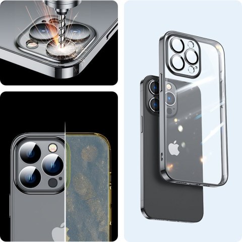 Case etui żelowe do iPhone 14 obudowa pokrowiec z metaliczną ramką 14Q czarny