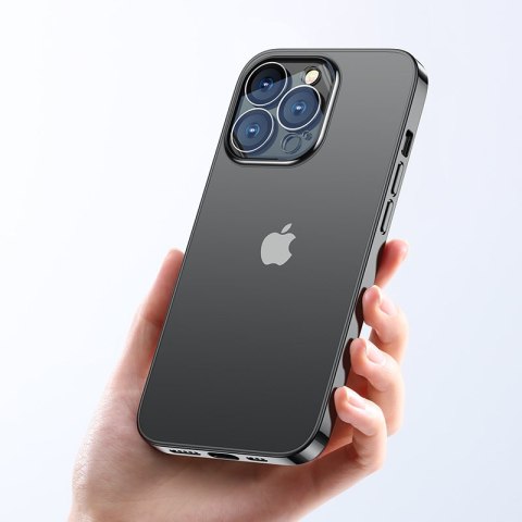 Case etui żelowe do iPhone 14 obudowa pokrowiec z metaliczną ramką 14Q czarny