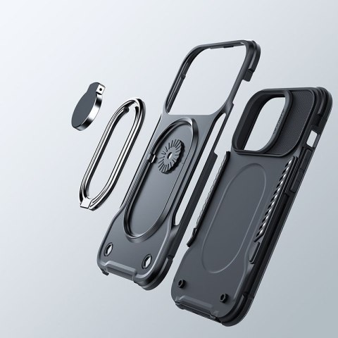 Etui do iPhone 14 Plus pancerny pokrowiec z podstawką uchwytem ring holder czarne