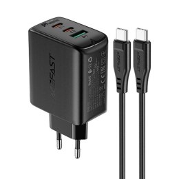 2w1 Ładowarka sieciowa 2x USB-C USB 65W + kabel USB-C czarny