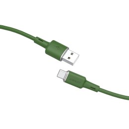 Kabel przewód USB - USB-C 3A 1.2m zielony oliwkowy