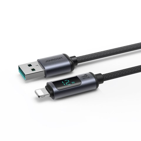 Kabel do iPhone z wyświetlaczem LED Lightning - USB-A 2.4A 1.2m czarny