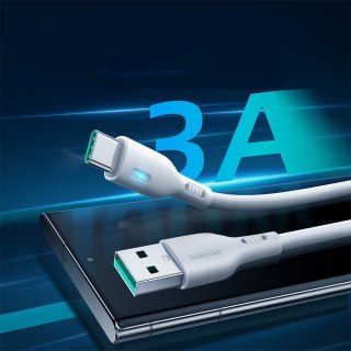 Kabel przewód ze wskaźnikiem LED USB - USB-C 3A 1.2m biały