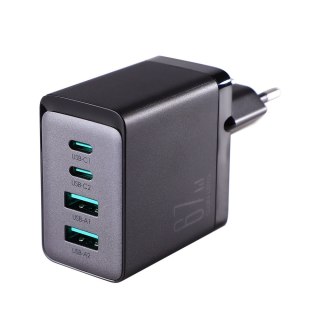 Ładowarka sieciowa GaN 67W 2x USB 2x USB-C + kabel USB-C 1.2m czarny