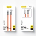 Mocny kabel kątowy USB-C - USB-C 120W 1m rotacja 180 pomarańczowy