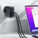 2w1 Kabel i szybka ładowarka sieciowa GaN wtyczka angielska UK 100W PD 3x USB-C USB czarna