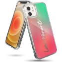 Pancerne etui pokrowiec z żelową ramką iPhone 12 mini Fusion Design różowo-zielony