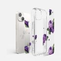 Pancerne etui pokrowiec z żelową ramką iPhone 14 Plus Fusion Design Purple Rose przezroczysty