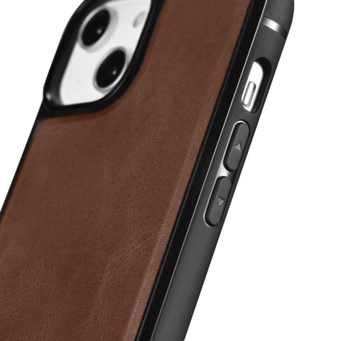 Etui pokryte naturalną skórą do iPhone 14 Plus Leather Oil Wax ciemny brąz