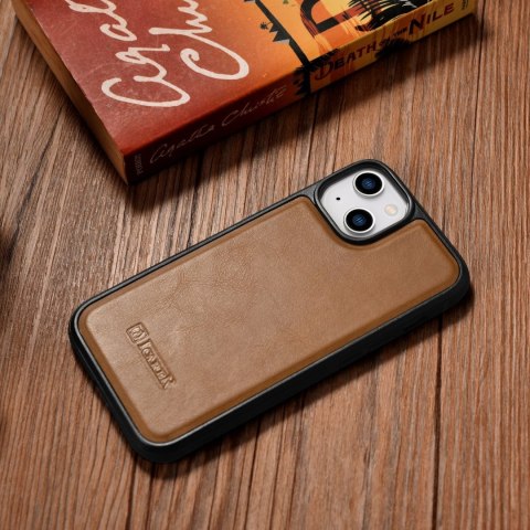 Etui pokryte naturalną skórą do iPhone 14 Plus Leather Oil Wax jasny brąz