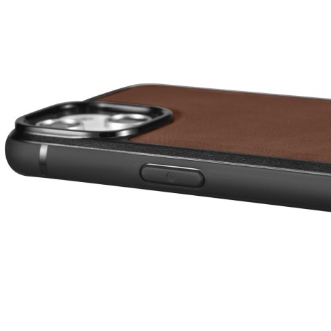 Etui pokryte naturalną skórą do iPhone 14 Pro Max Leather Oil Wax ciemny brąz