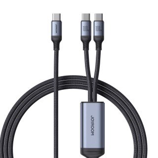 2w1 Kabel przewód Speedy Series USB-C - 2x USB-C 1.5m czarny