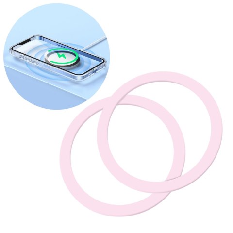 Metalowy pierścień magnetyczny do smartfona różowy ZESTAW 2szt.